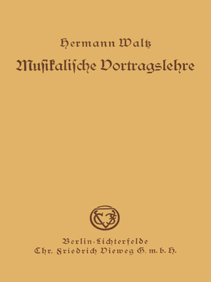 cover image of Musikalische Vortragslehre